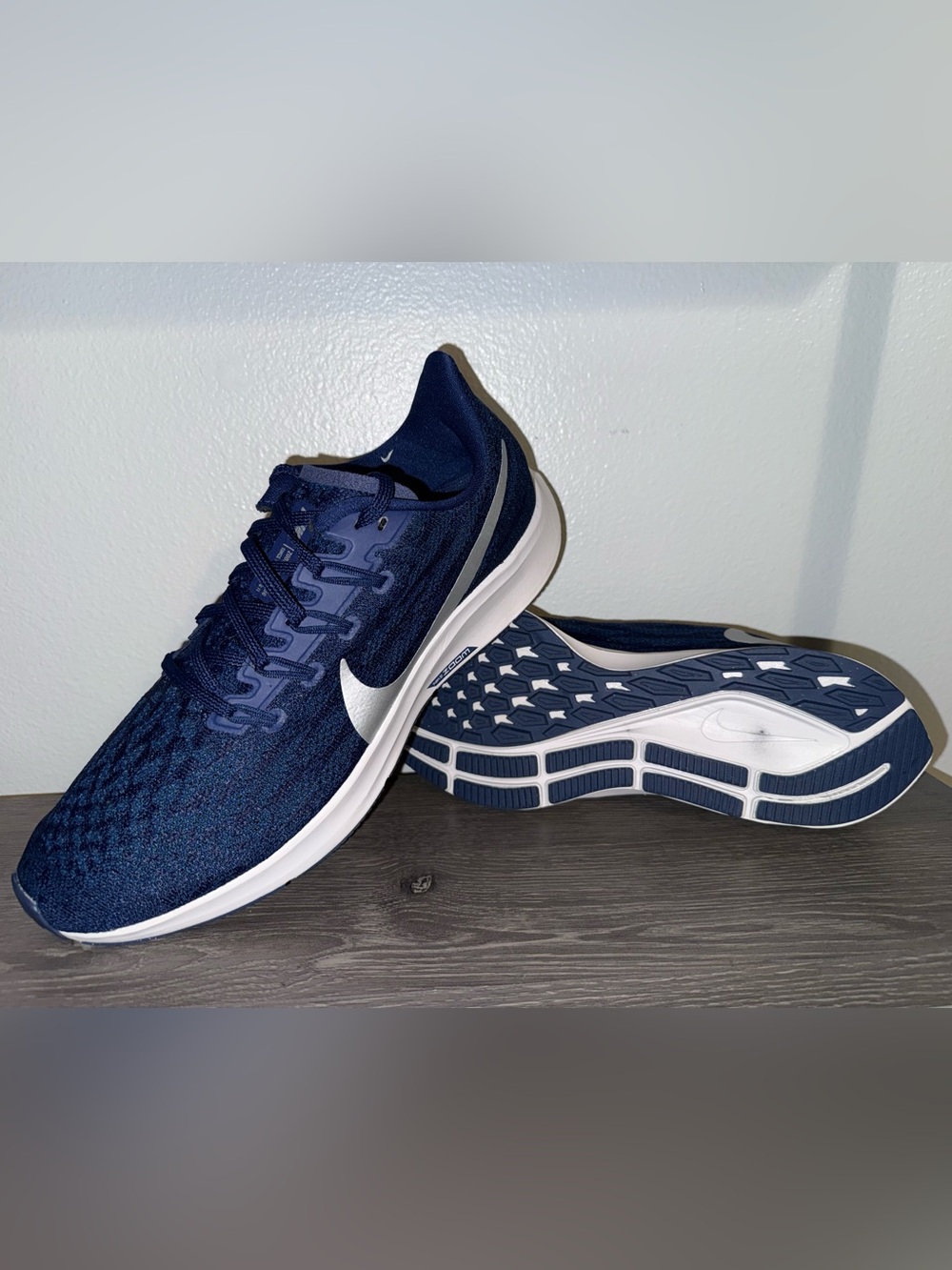 Nike Men’s Zoom Pegasus 36 Running Shoes Navy Silver White 9.5M Brand New AQ2203